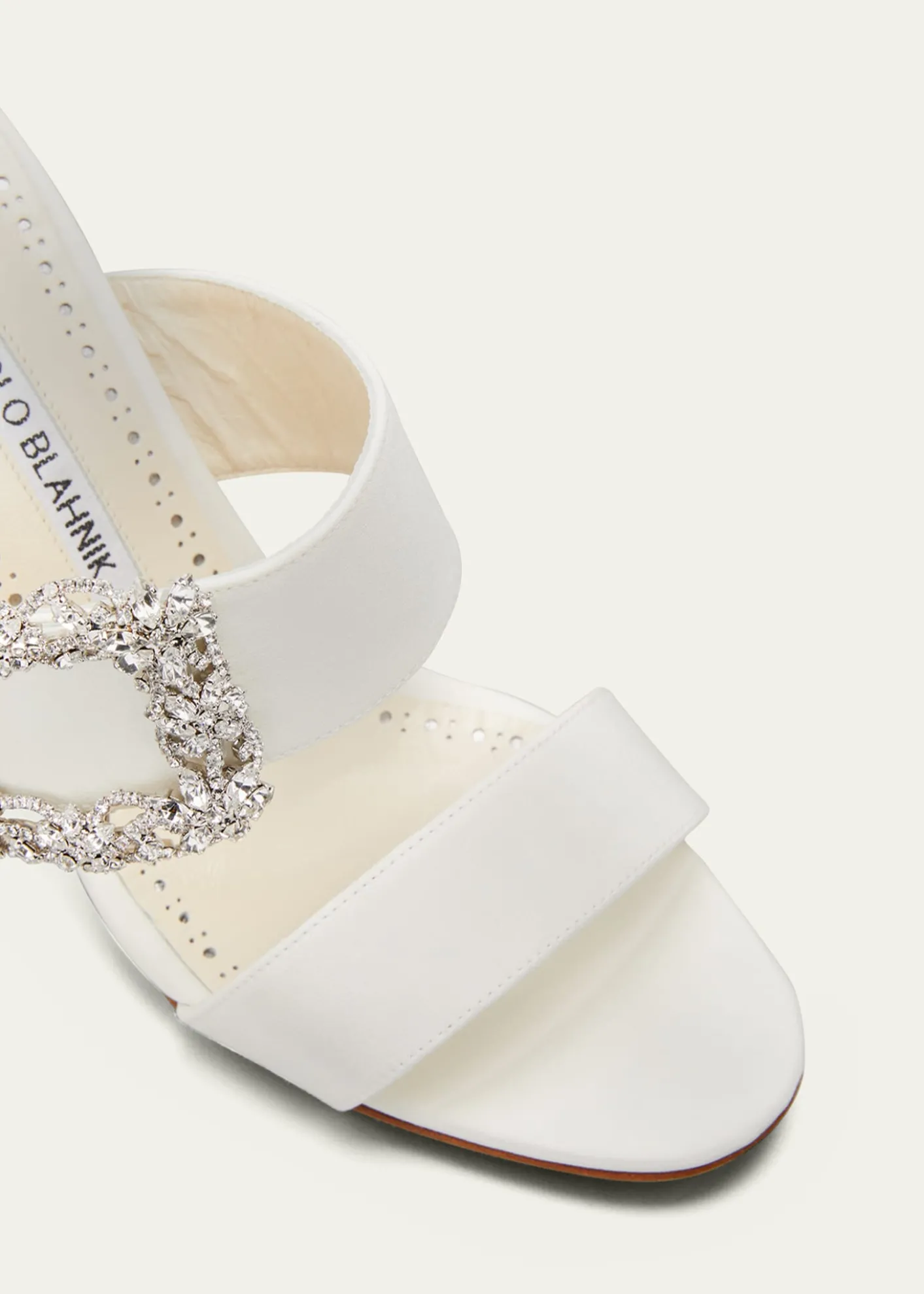 Manolo BlahnikGable Silk Crystal Buckle Slide Sandals