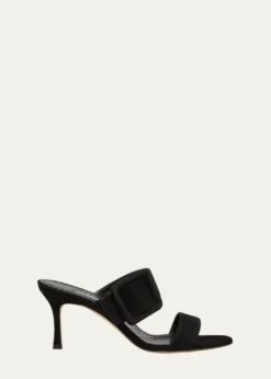 Manolo BlahnikGable Suede Buckle Slide Sandals