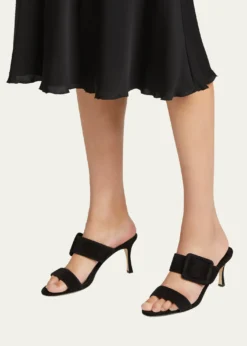 Manolo BlahnikGable Suede Buckle Slide Sandals