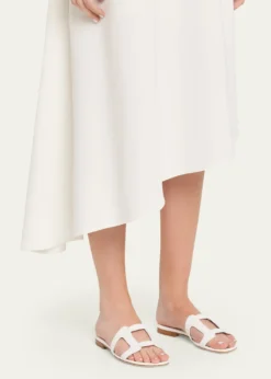 Manolo BlahnikGrellanu Leather Flat Slide Sandals