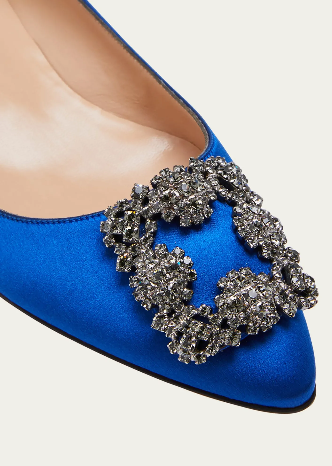 Manolo BlahnikHangisi Crystal-Buckle Satin Flat