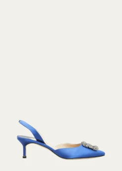 Manolo BlahnikHangisi Crystal Buckle Slingback Pumps