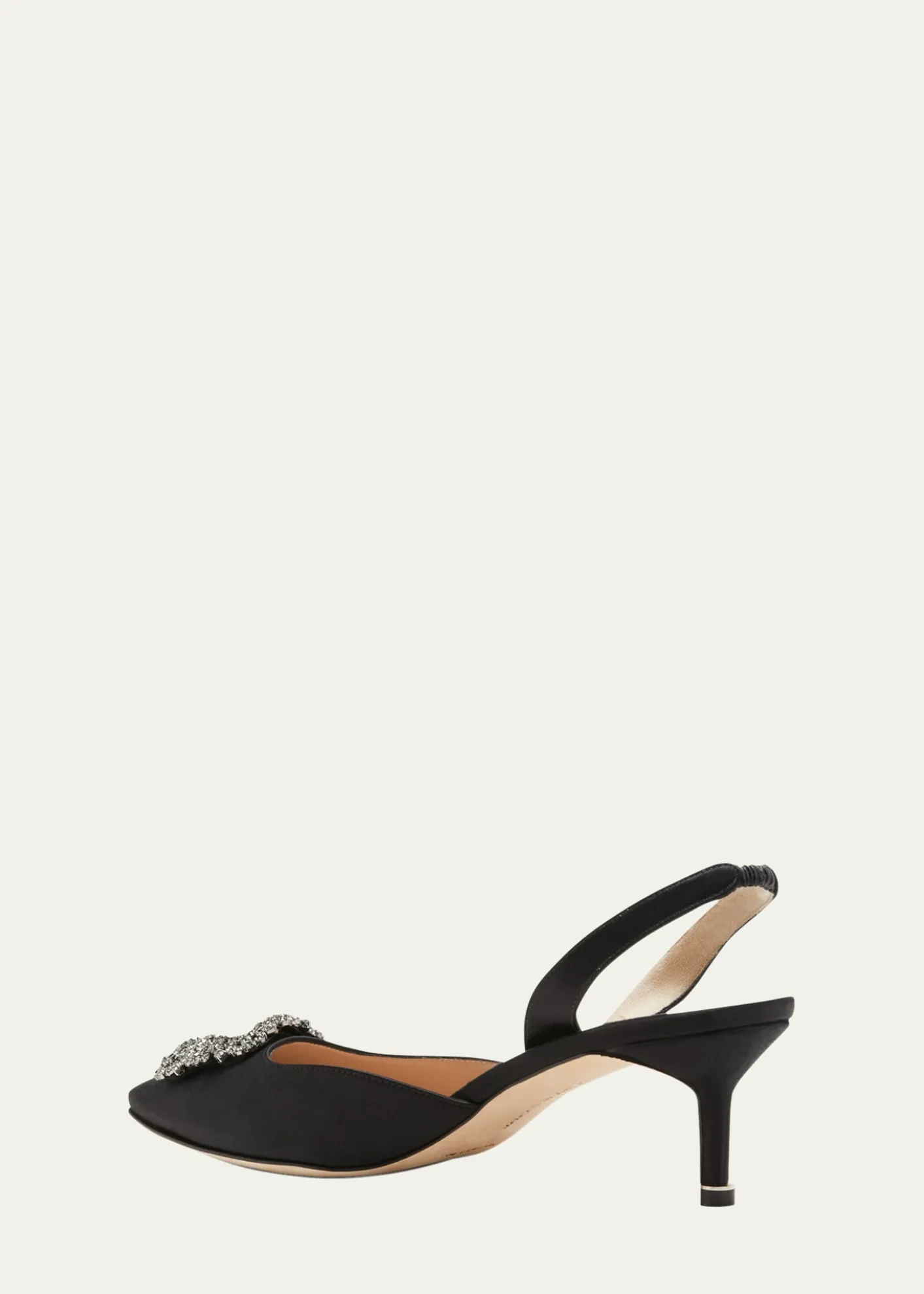 Manolo BlahnikHangisi Kitten-Heel Satin Slingback Pumps