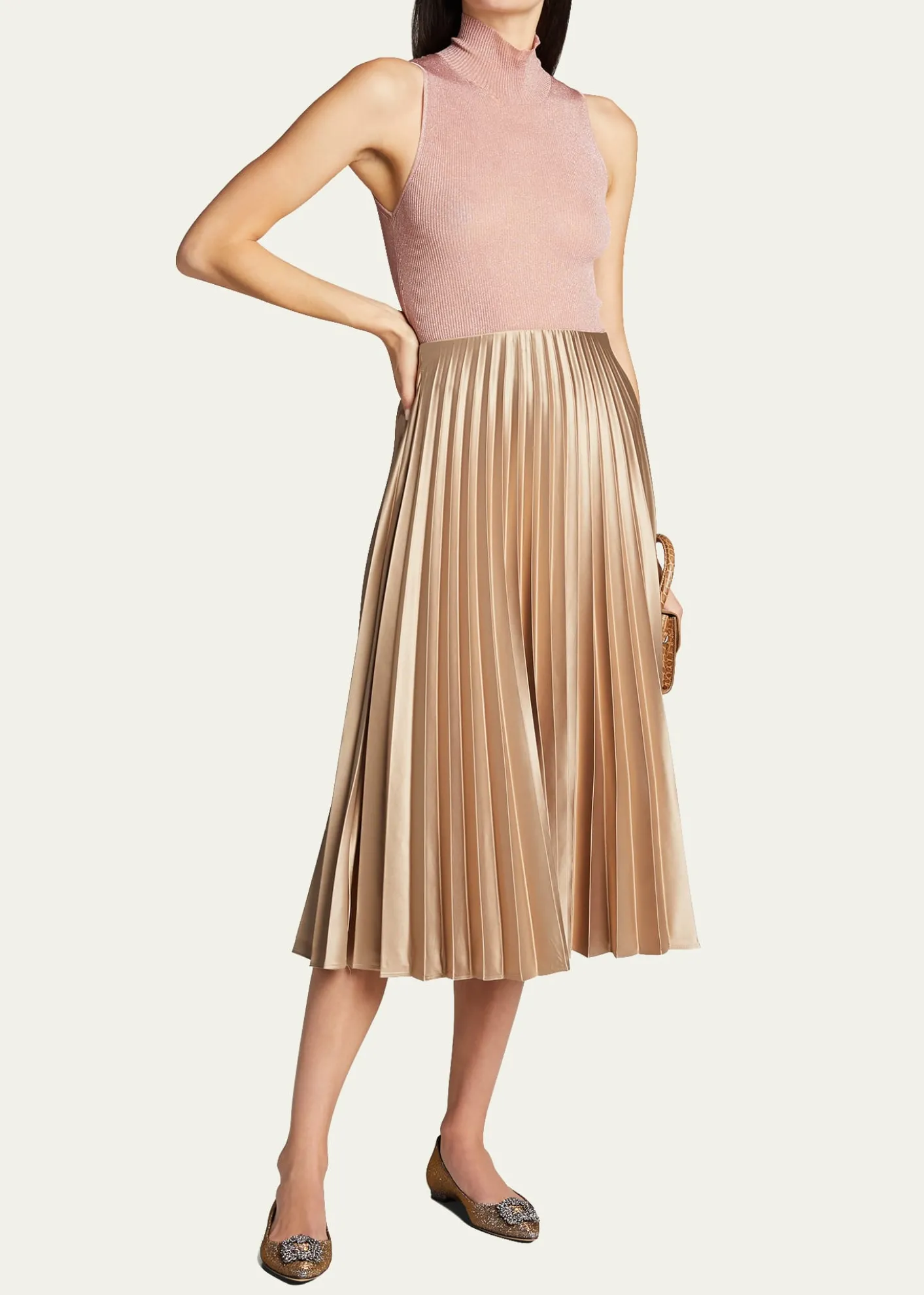 Manolo BlahnikHangisi Metallic Fabric Buckle Flat