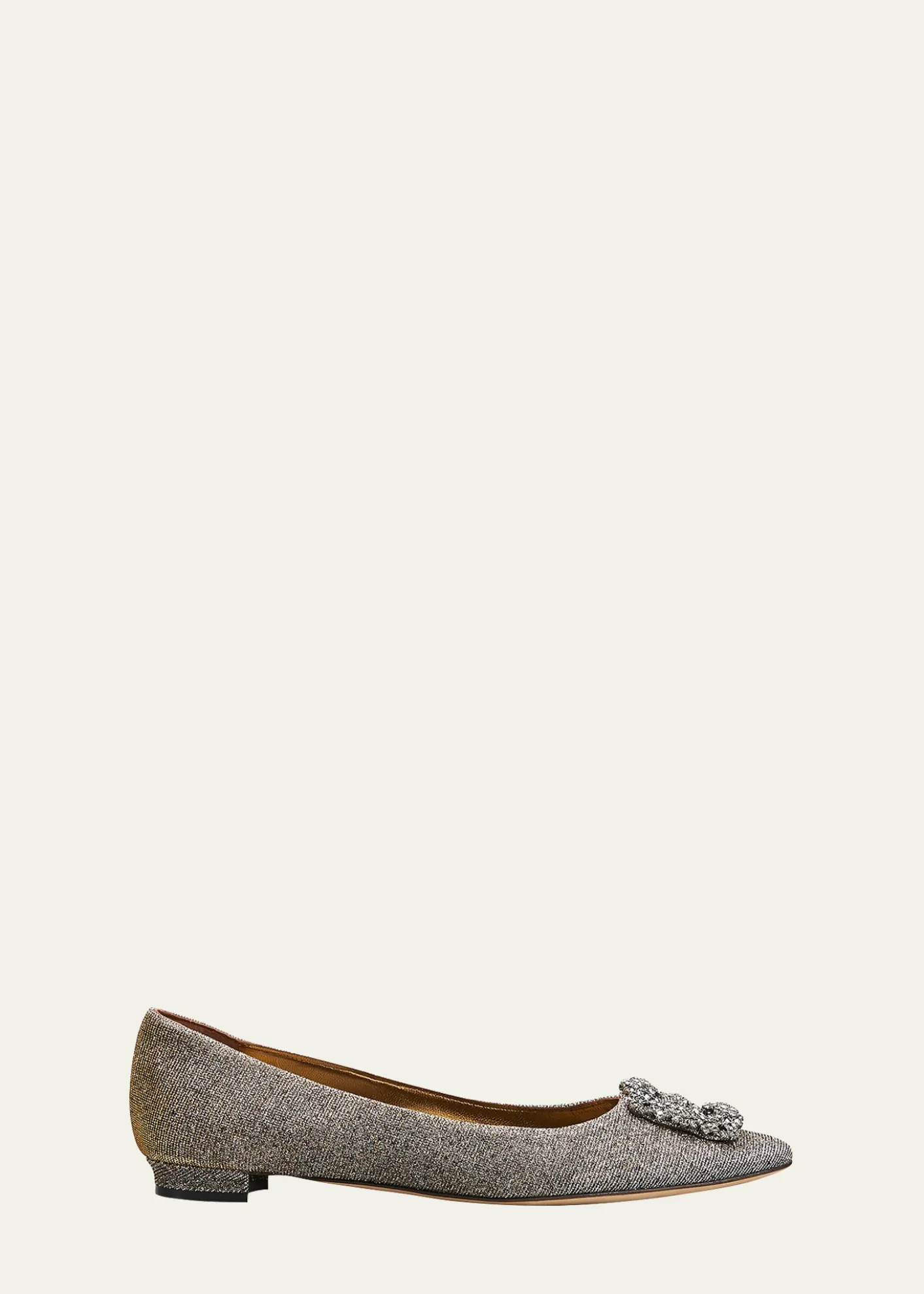 Manolo BlahnikHangisi Metallic Fabric Buckle Flat