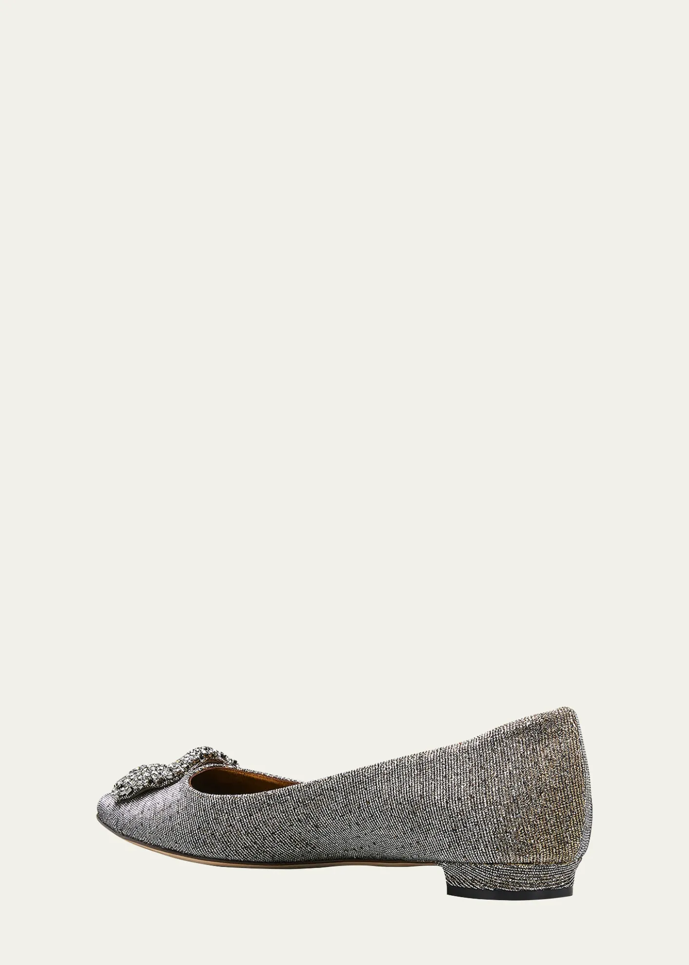 Manolo BlahnikHangisi Metallic Fabric Buckle Flat