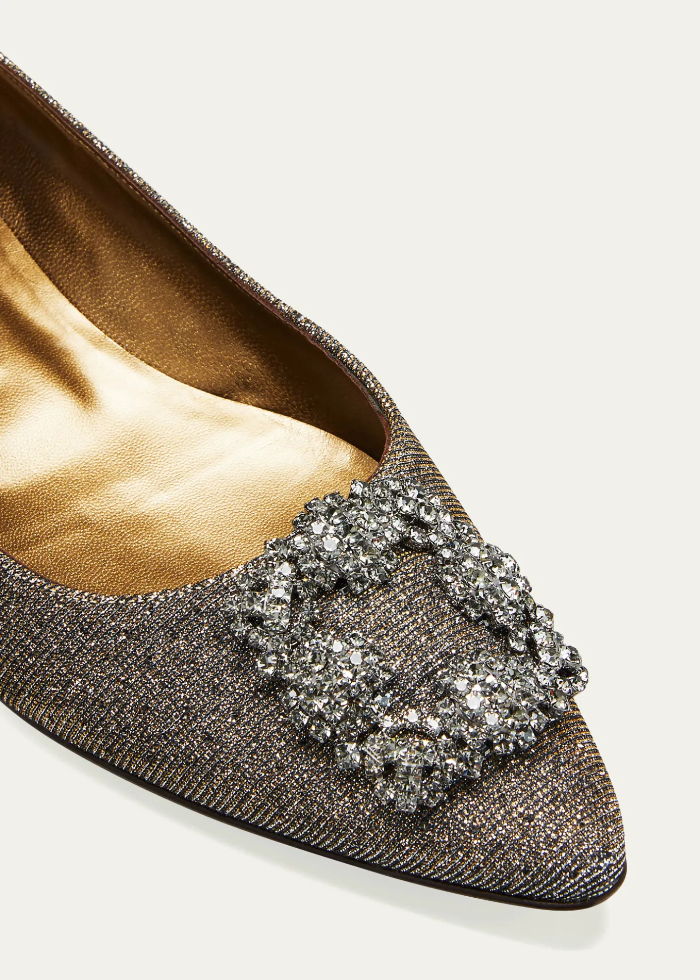 Manolo BlahnikHangisi Metallic Fabric Buckle Flat