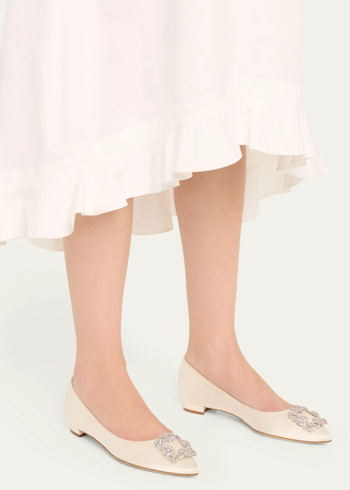 Manolo BlahnikHangisi Satin Buckle Ballerina Flats