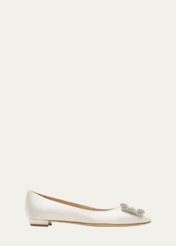 Manolo BlahnikHangisi Satin Buckle Ballerina Flats