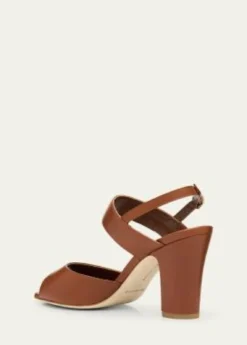 Manolo BlahnikKhiko Leather Peep-Toe Slingback Sandals