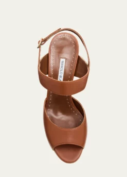 Manolo BlahnikKhiko Leather Peep-Toe Slingback Sandals