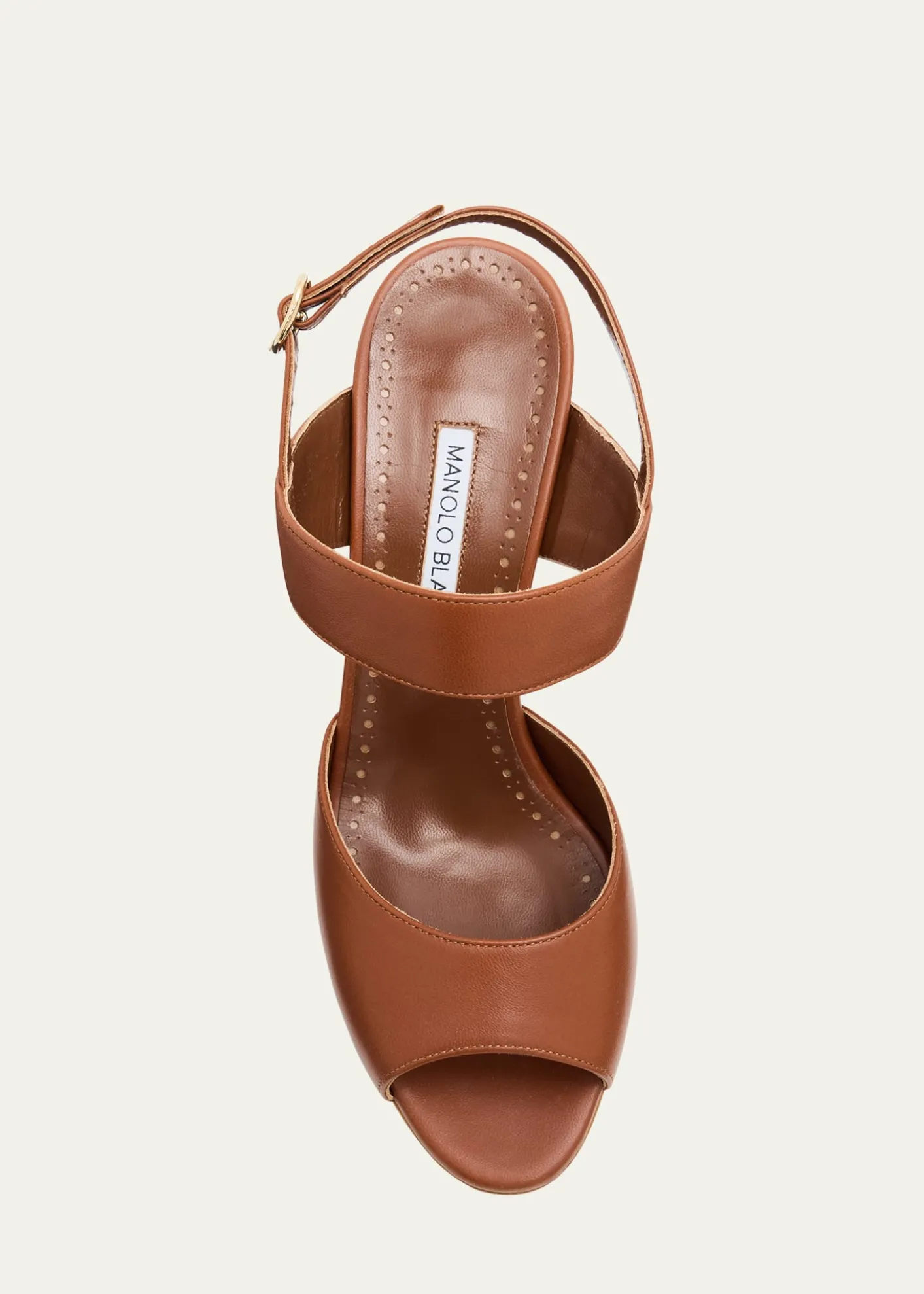 Manolo BlahnikKhiko Leather Peep-Toe Slingback Sandals