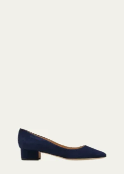 Manolo BlahnikLista Suede Block-Heel Pumps