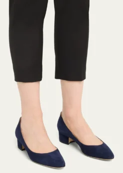 Manolo BlahnikLista Suede Block-Heel Pumps