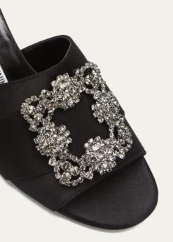 Manolo BlahnikMarta Crystal Buckle Silk Sandals