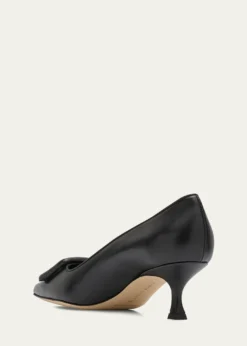 Manolo BlahnikMaysale Leather Buckle Kitten Pumps