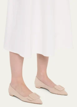 Manolo BlahnikMaysale Suede Buckle Ballerina Flats