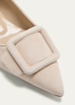Manolo BlahnikMaysale Suede Buckle Ballerina Flats
