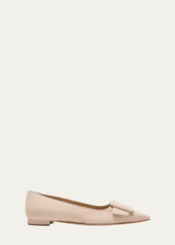 Manolo BlahnikMaysale Suede Buckle Ballerina Flats
