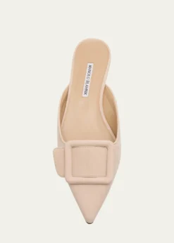 Manolo BlahnikMaysale Suede Buckle Ballerina Mules