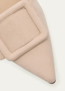 Manolo BlahnikMaysale Suede Buckle Ballerina Mules