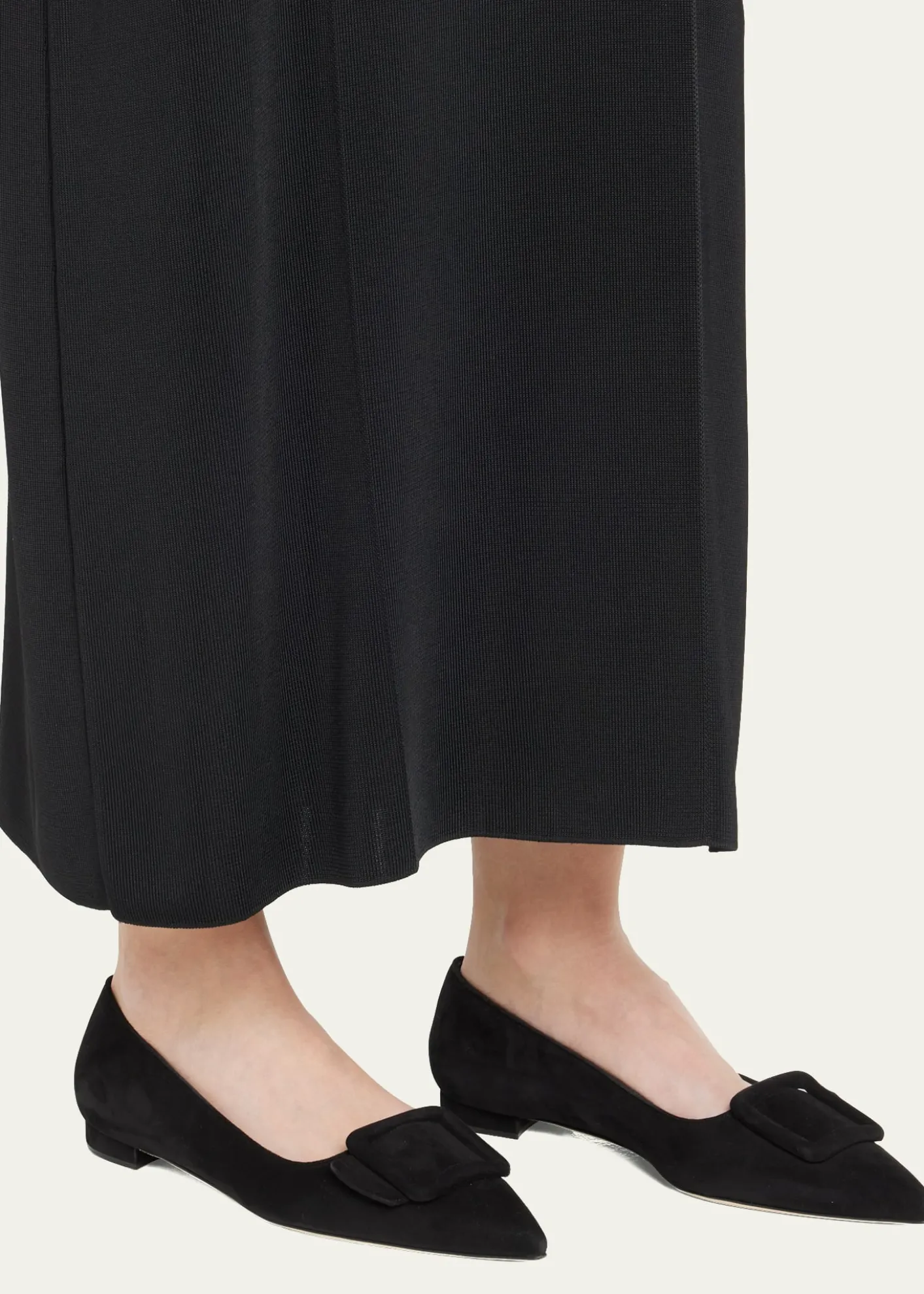 Manolo BlahnikMaysale Suede Buckle Ballerina Flats