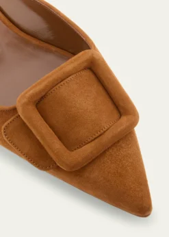 Manolo BlahnikMaysale Suede Buckle Ballerina Mules