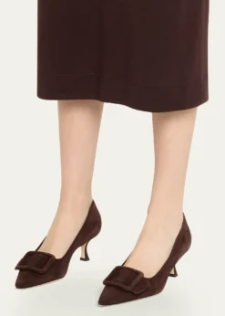 Manolo BlahnikMaysale Suede Buckle Pumps