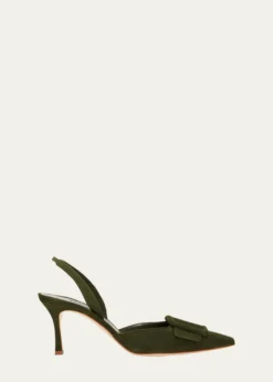 Manolo BlahnikMaysli Suede Bow Slingback Pumps