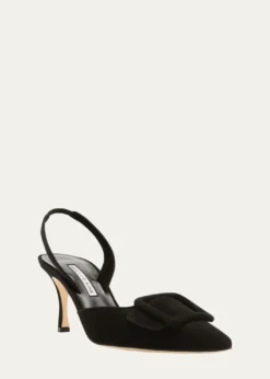 Manolo BlahnikMaysli Suede Buckle Halter Pumps