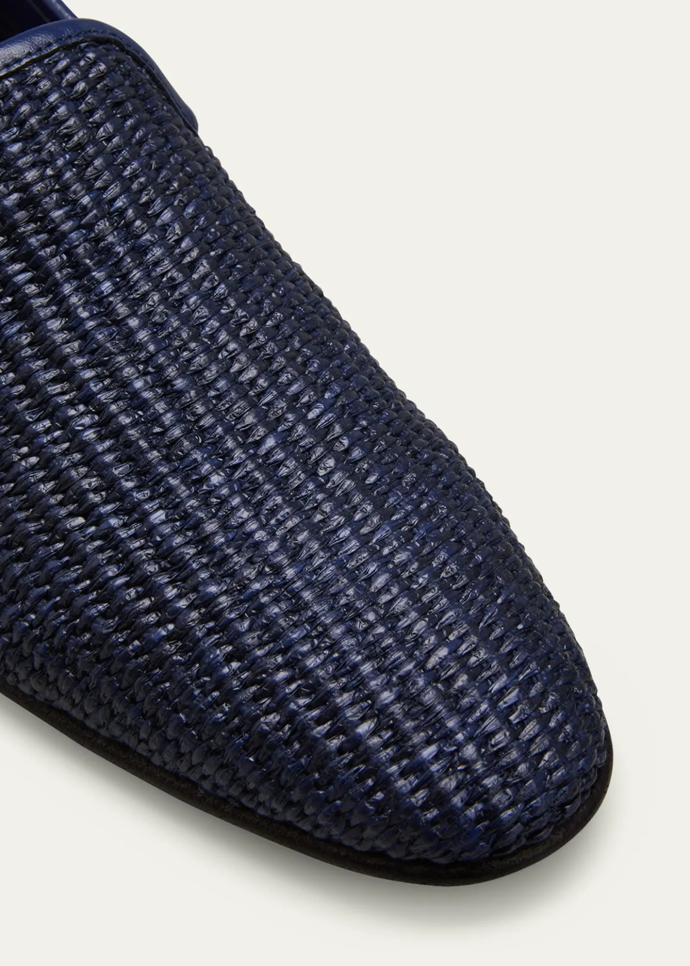 Manolo BlahnikMen's Mario Raffia Slippers, Navy
