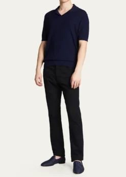 Manolo BlahnikMen's Mario Raffia Slippers, Navy