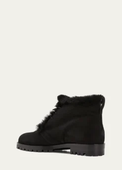 Manolo BlahnikMircus Suede Shearling Lace-Up Booties
