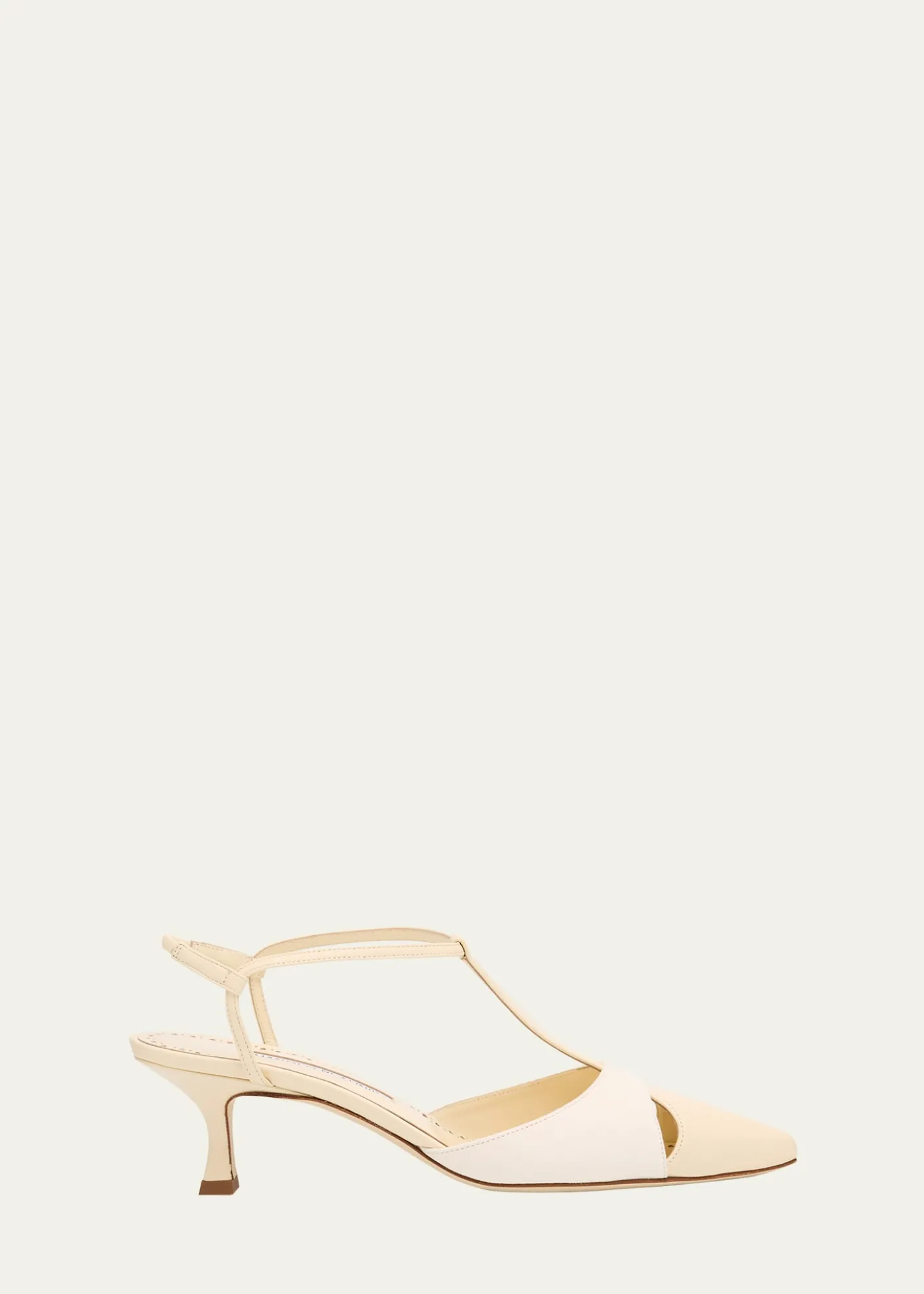 Manolo BlahnikMixed Leather T-Strap Pumps