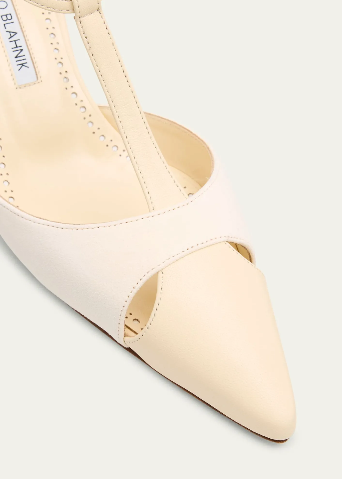 Manolo BlahnikMixed Leather T-Strap Pumps