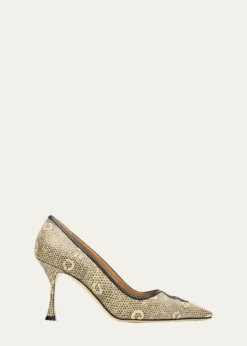 Manolo Blahnik90mm Berry Snake-Embossed Leather Pumps
