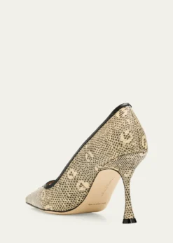 Manolo Blahnik90mm Berry Snake-Embossed Leather Pumps