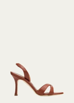 Manolo Blahnik90mm Callasli Crossover Leather Slingback Sandals