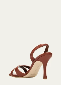 Manolo Blahnik90mm Callasli Crossover Leather Slingback Sandals