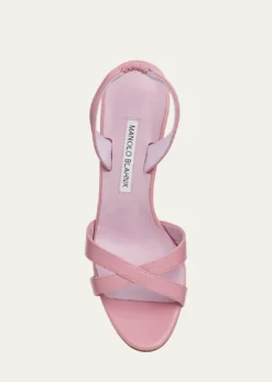 Manolo Blahnik90mm Callasli Crossover Leather Slingback Sandals