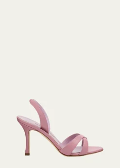 Manolo Blahnik90mm Callasli Crossover Leather Slingback Sandals