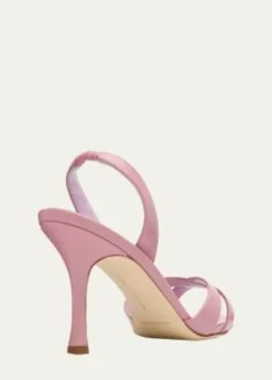 Manolo Blahnik90mm Callasli Crossover Leather Slingback Sandals