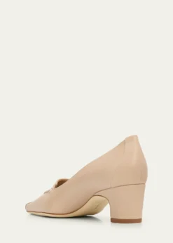 Manolo Blahnik50mm Cleofelo Low-Heel Leather Pumps