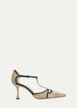 Manolo Blahnik70mm Gish Snake-Embossed Leather Pumps