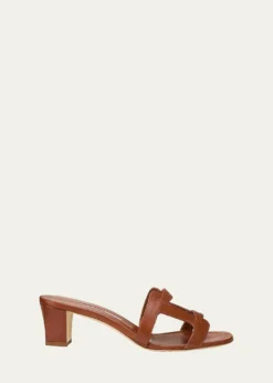 Manolo Blahnik50mm Grellanu Leather Mule Sandals