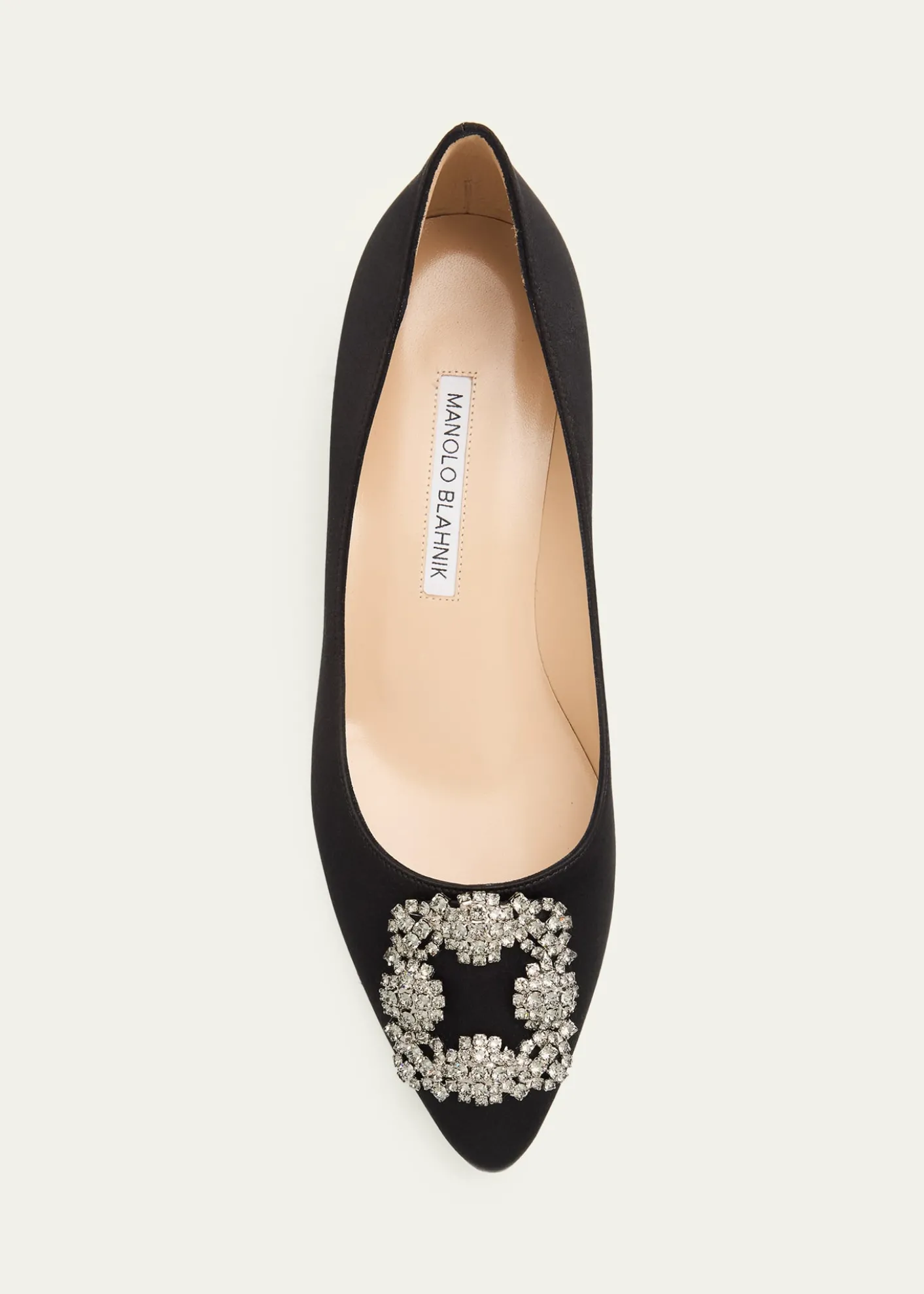 Manolo Blahnik40mm Hangisibar Embellished Buckle Satin Pumps