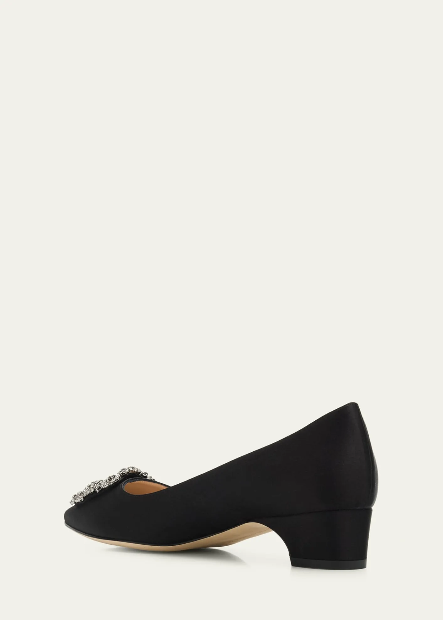 Manolo Blahnik40mm Hangisibar Embellished Buckle Satin Pumps