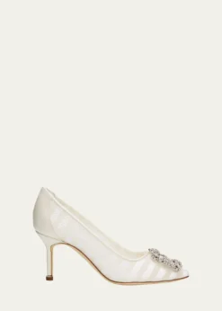 Manolo Blahnik70mm Hangisila Organza Jewel-Buckle Pumps