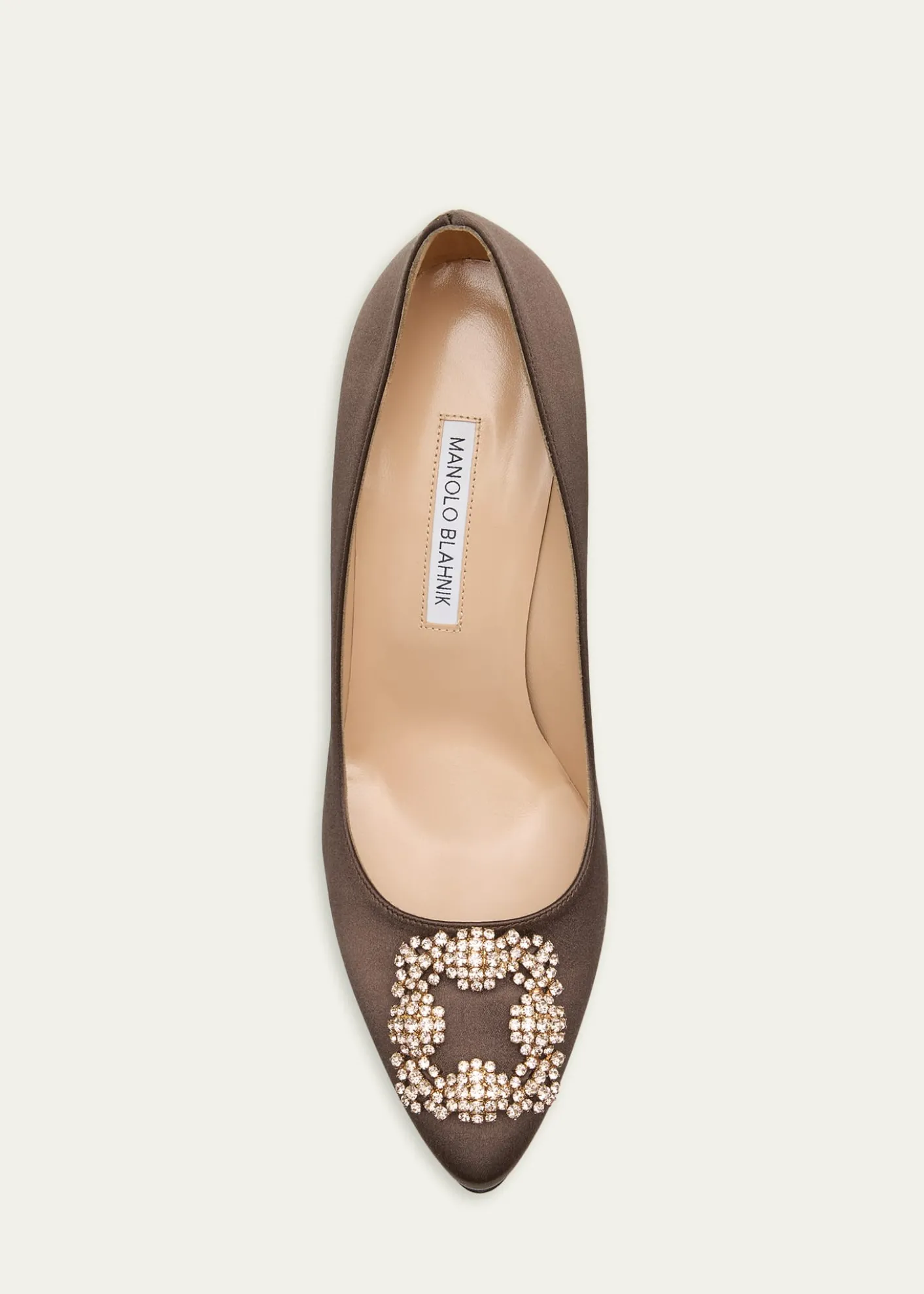 Manolo Blahnik90mm Hangisis Satin Pumps with Crystal Buckle