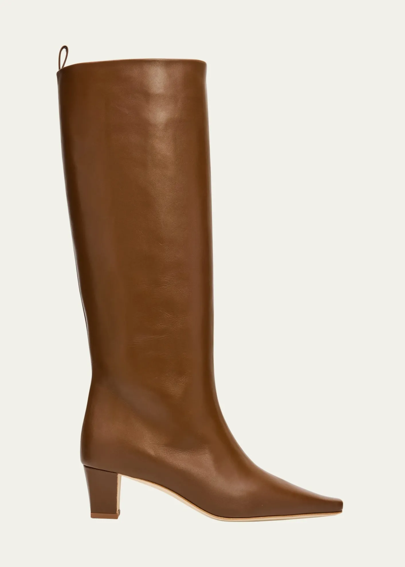 Manolo Blahnik50mm Leather Knee-High Low-Heel Boots